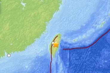 Тайвань Землетрясение Карта